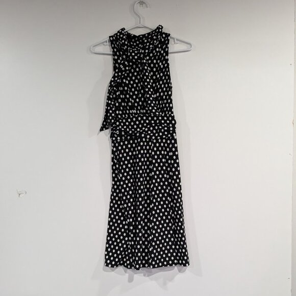 Sinequanone Polka Dotted Sleeveless Dress Neck Tie Black White Size 1 US Size XS - Picture 1 of 7